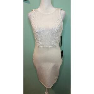 Lulus Coquina White Lace Bodycon Mini Dress Size S NWT